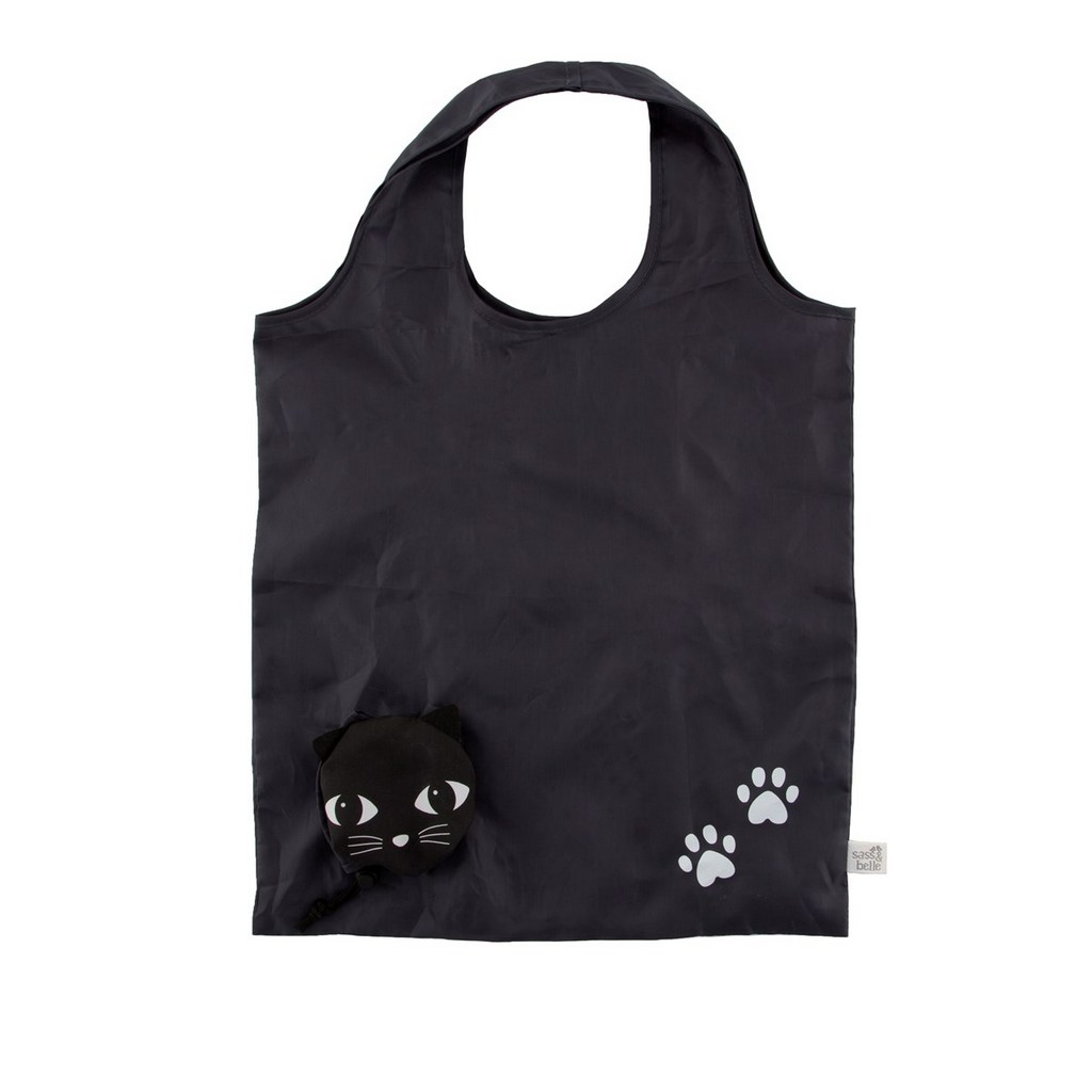 Folding black cat bag from sass and belle Birds Yard
