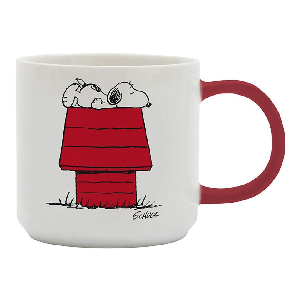 mug with snoopy on his kennel