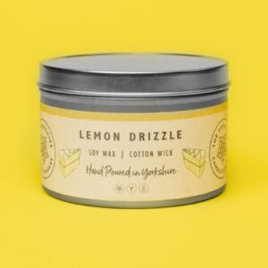 Lemon drizzle candle tin by yorkshire candles