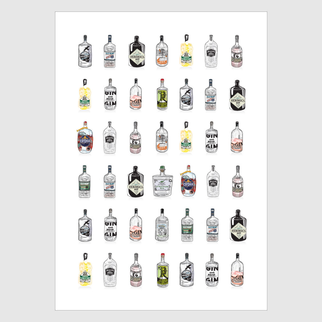 Gin Bottles Print