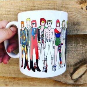 David Bowie mug featuring outfits fashion