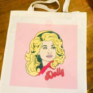 Dolly Parton pink tote bag