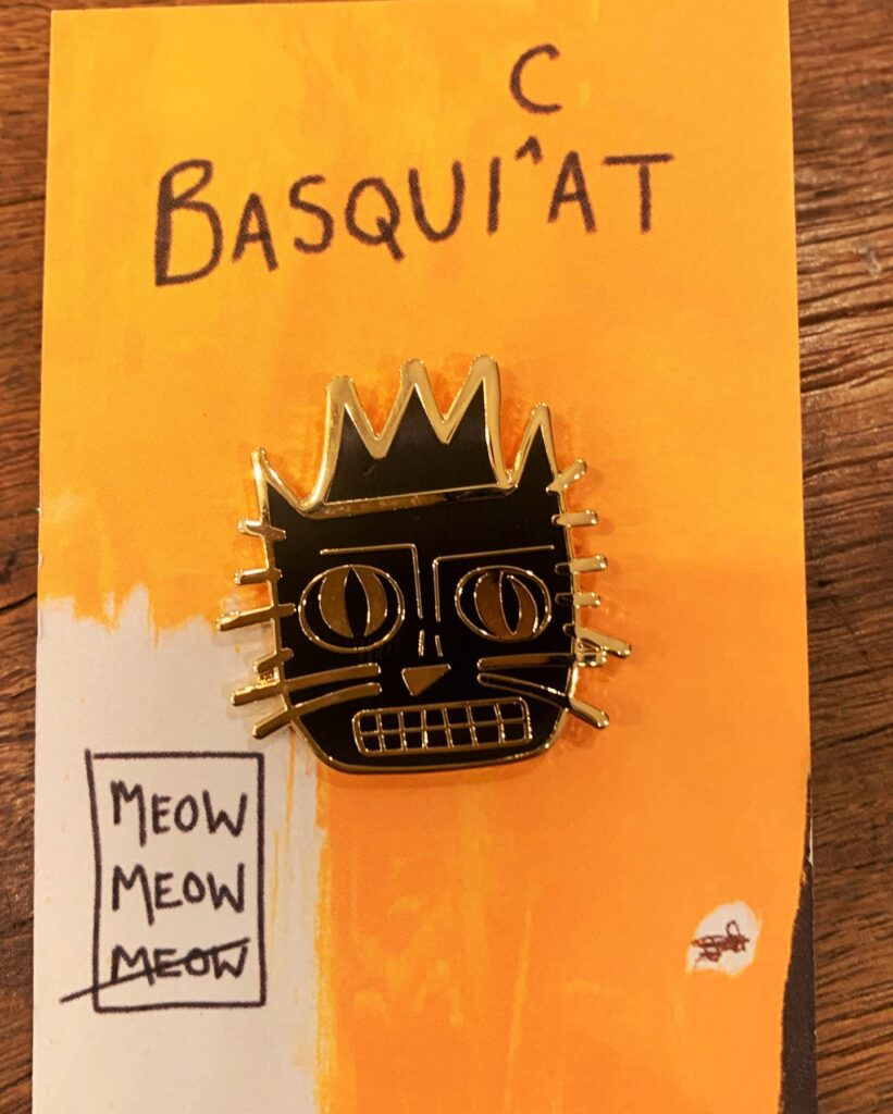 enamel pin basquiat cat artist badge