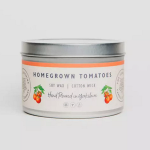 soy wax candle tin homegrown tomatoes by yorkshire candles