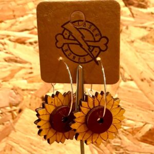 sustainable wood yellow hoop earrings