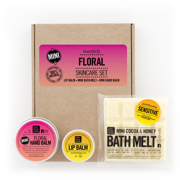 floral natural skincare gift set by our tiny bees