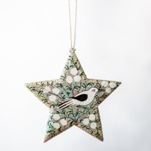 handmade silver star shaped christmas decoration