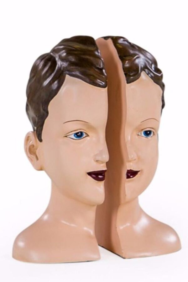 Art Deco Head Bookends Birds Yard