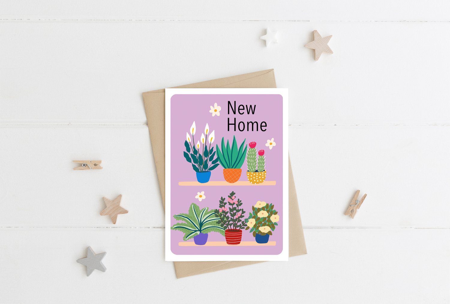 New Home Plants Card Birds Yard
