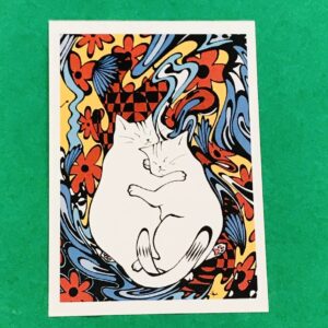 two white cats embracing postcard by nasha cash