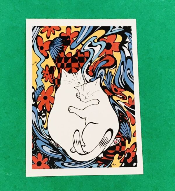 two white cats embracing postcard by nasha cash