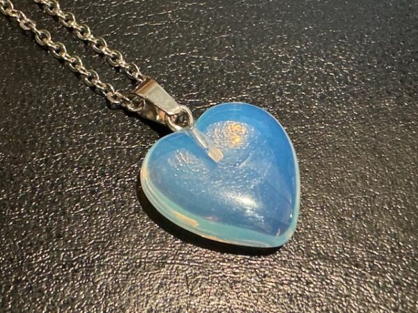blue toned opalite heart on silver chain